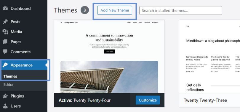 wp add new theme