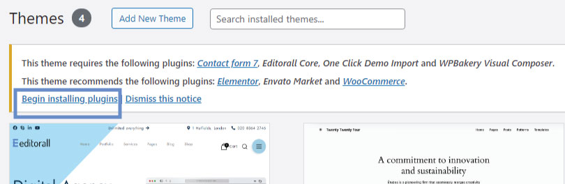 wp begin installing plugins